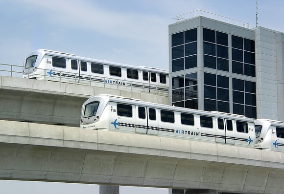 Bombardier built AirTrain cars in service in New York City.