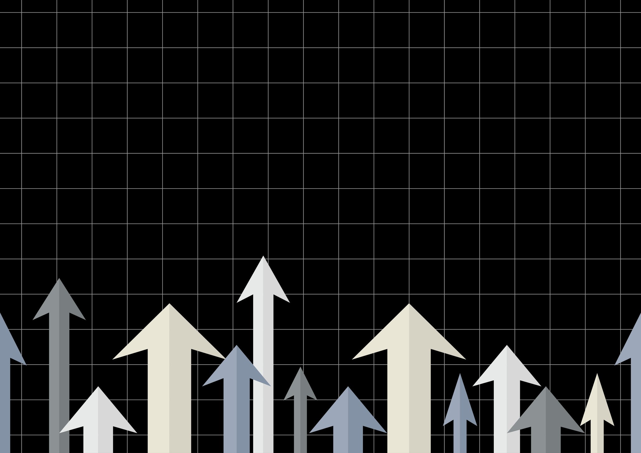 Image of a lot of arrows pointing up on a chart.