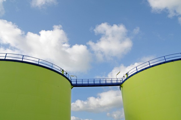 Two fuel storage tanks.