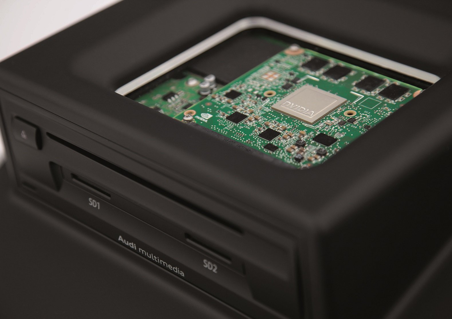 NVIDIA chip featured prominently on motherboard in an electronic device.