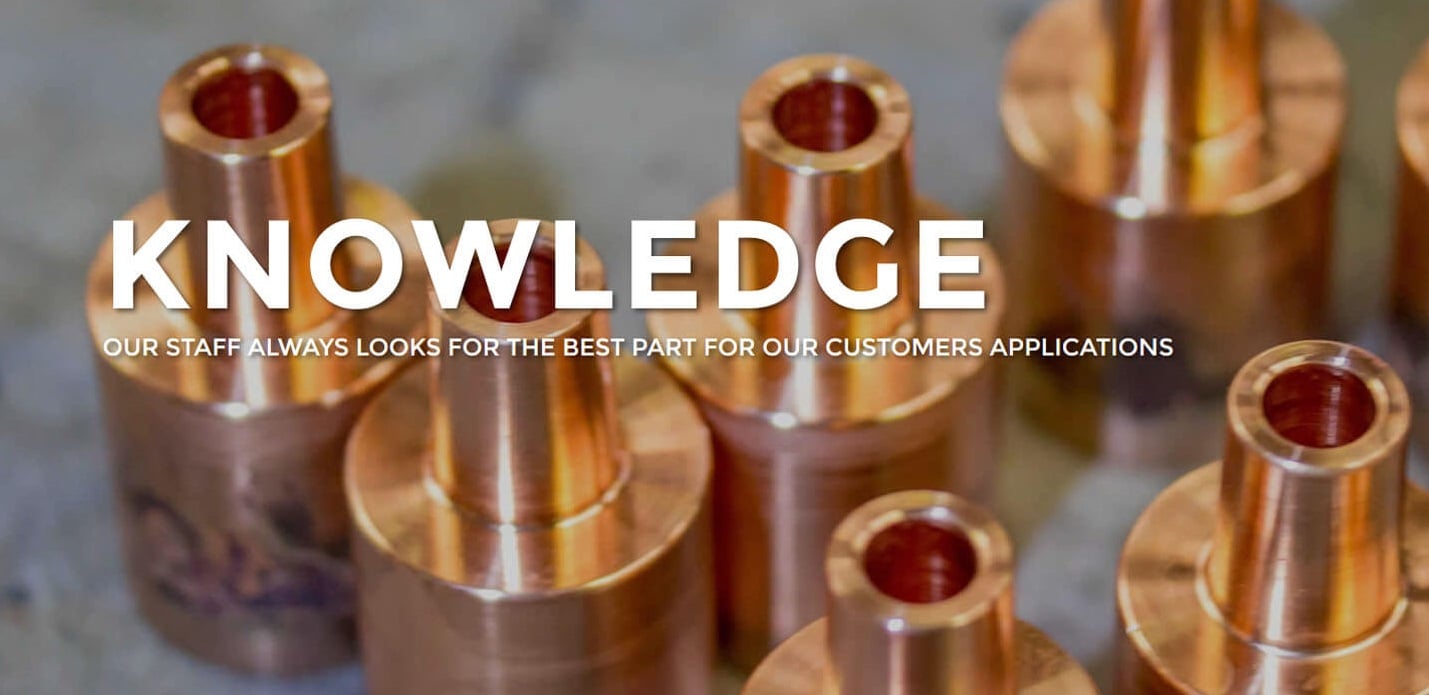 Several copper fittings sitting on a table, with promotional language superimposed.