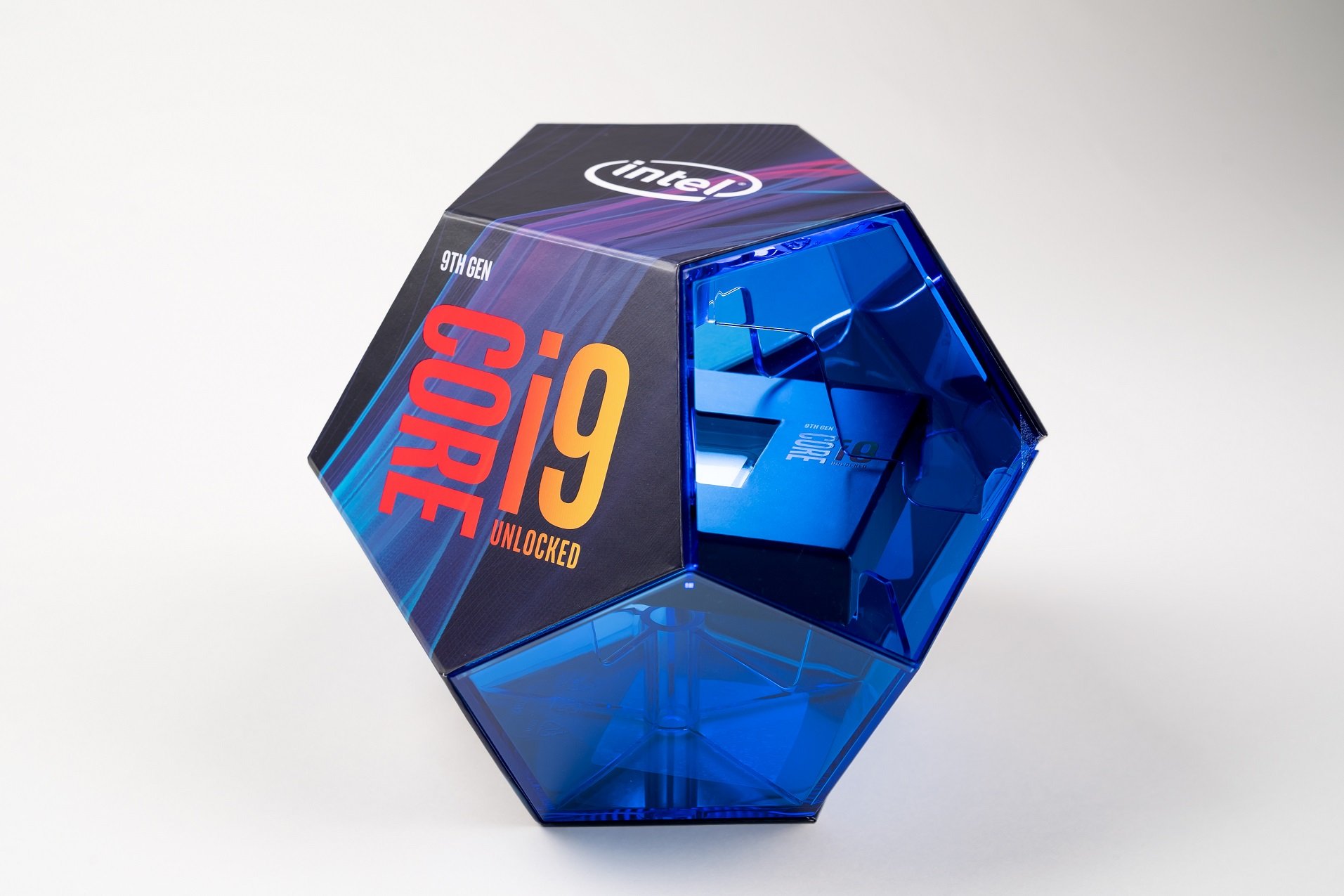 A boxed Intel Core i9-9900K processor.