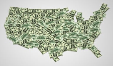 U.S. map with money