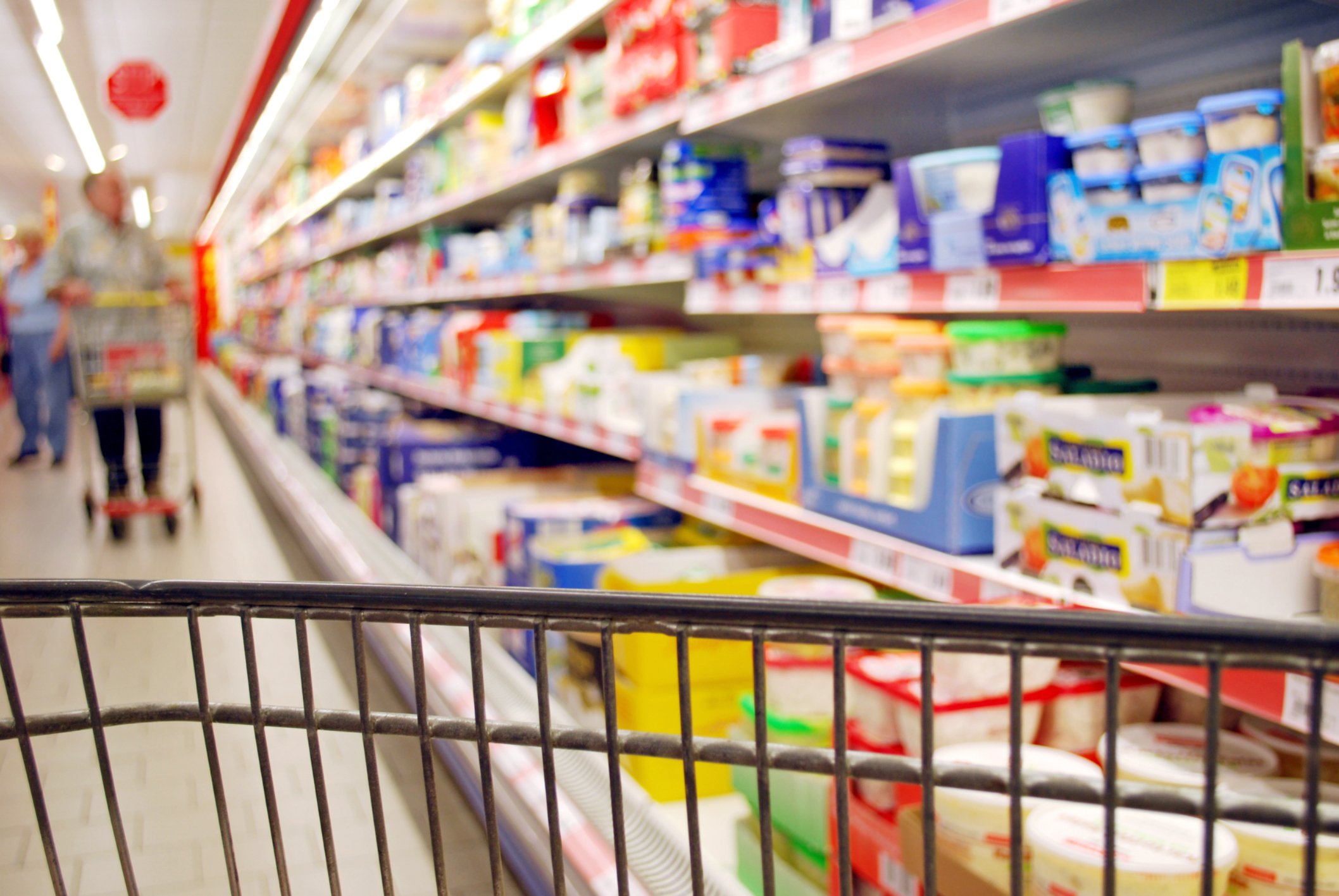 A shopping cart inside a store