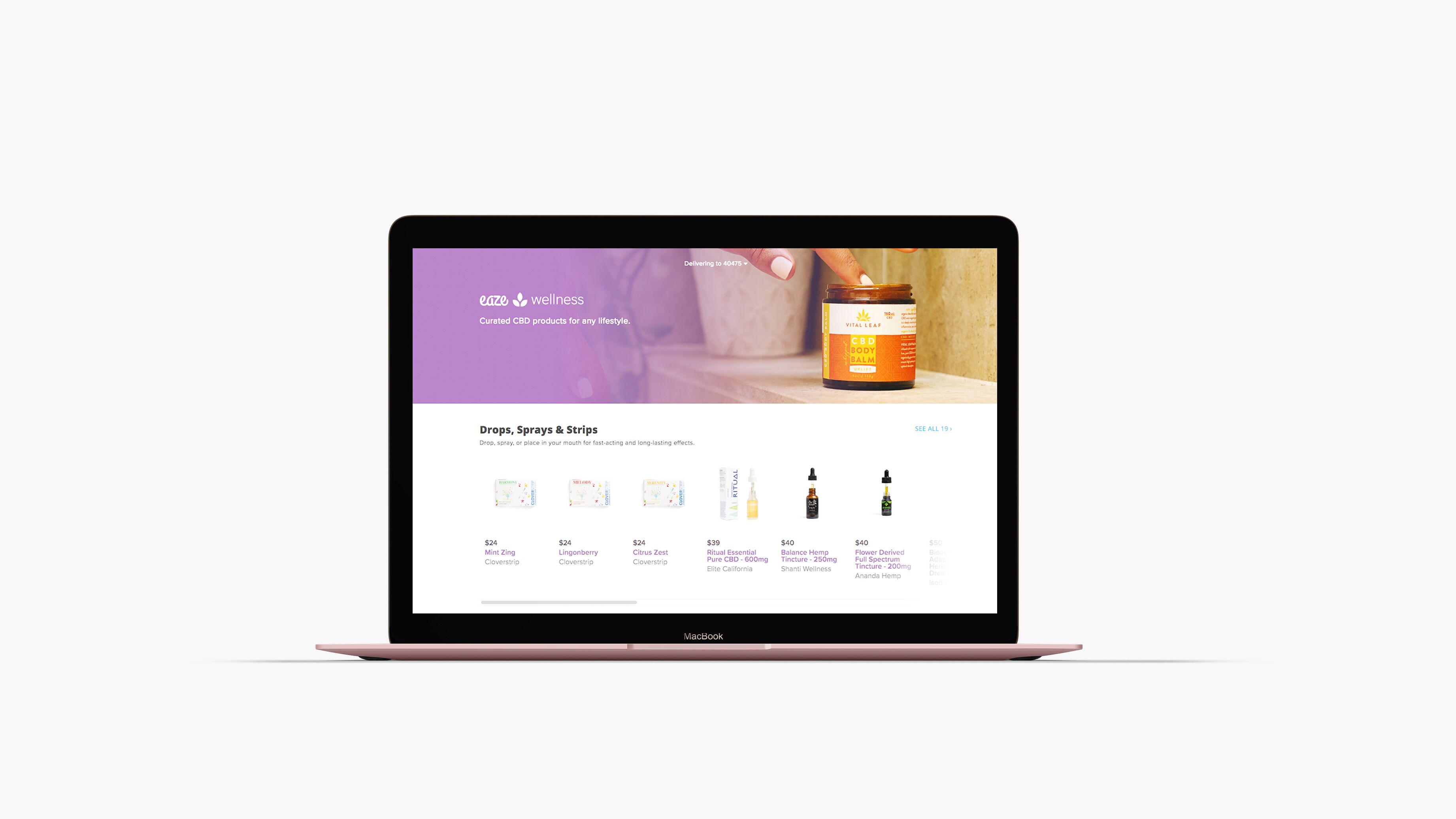 A screenshot on a laptop of the Eaze Wellness website.