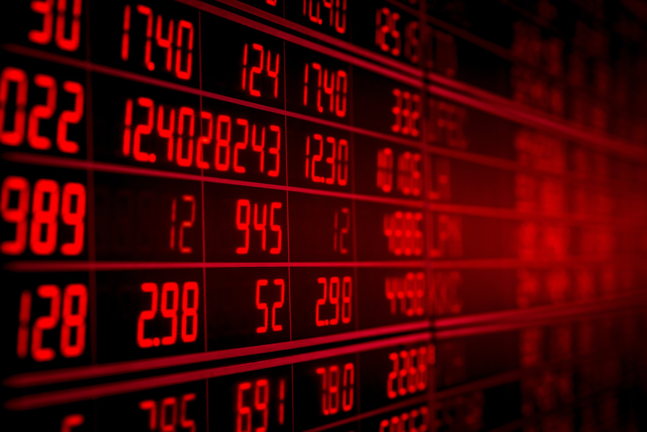 Red numbers on a screen.