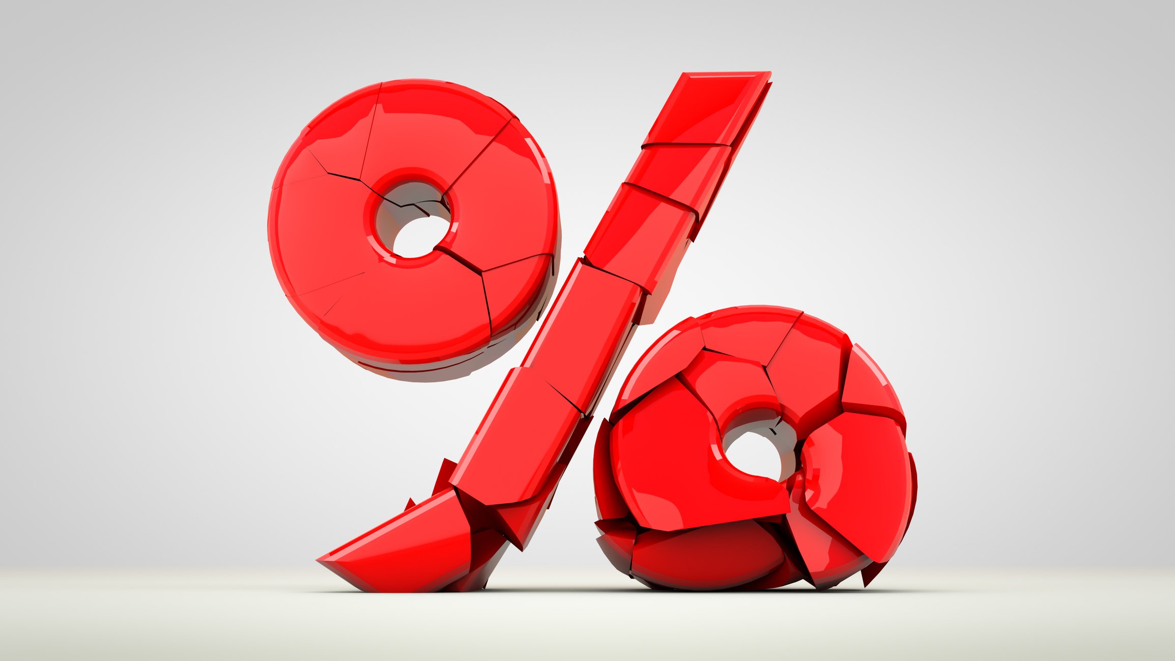 Percentage sign breaking into pieces