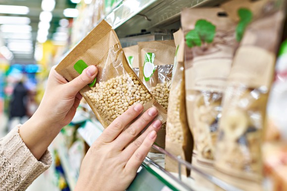 Woman shopping at an organic food store.