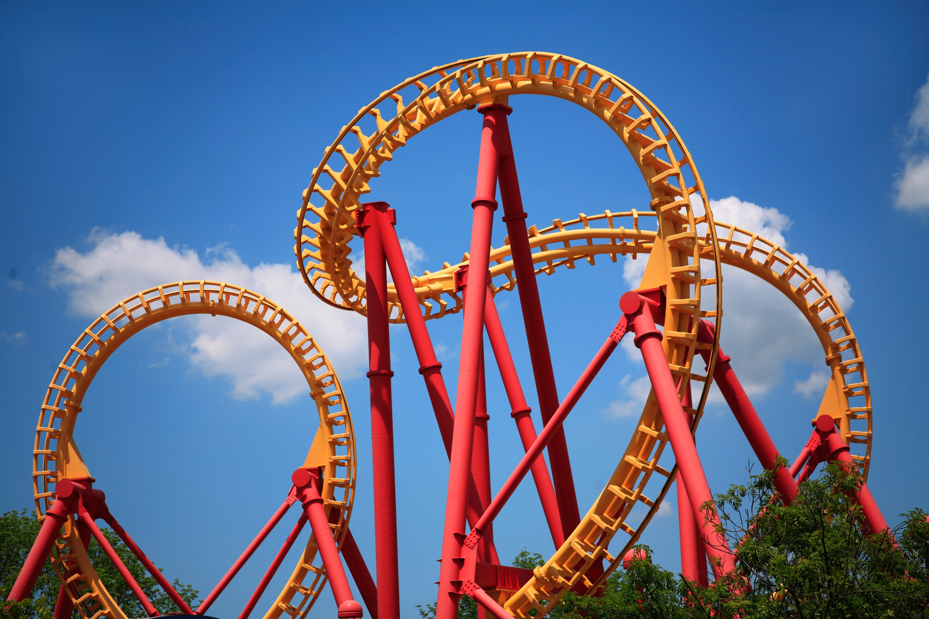 A looping roller coaster.