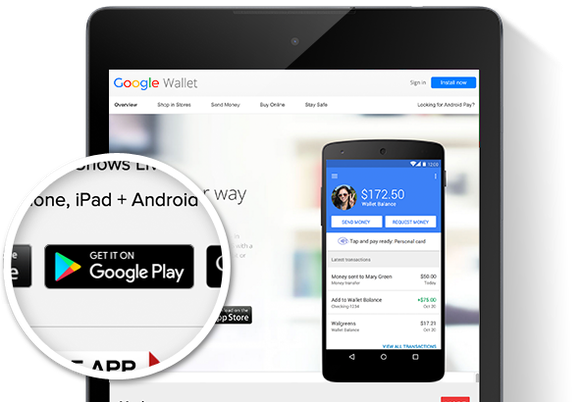 Google Pay option on Google Wallet on different apps.