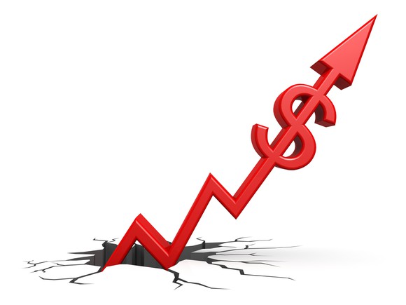 An up arrow breaking through. 