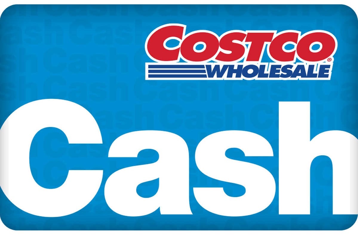 The Costco logo and word Cash on a blue background