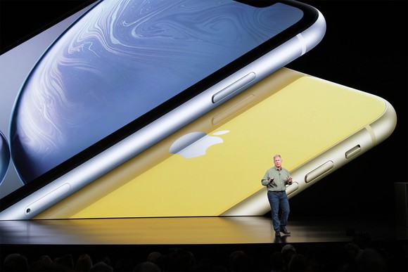 Apple marketing chief Phil Schiller reveals the iPhone XR.