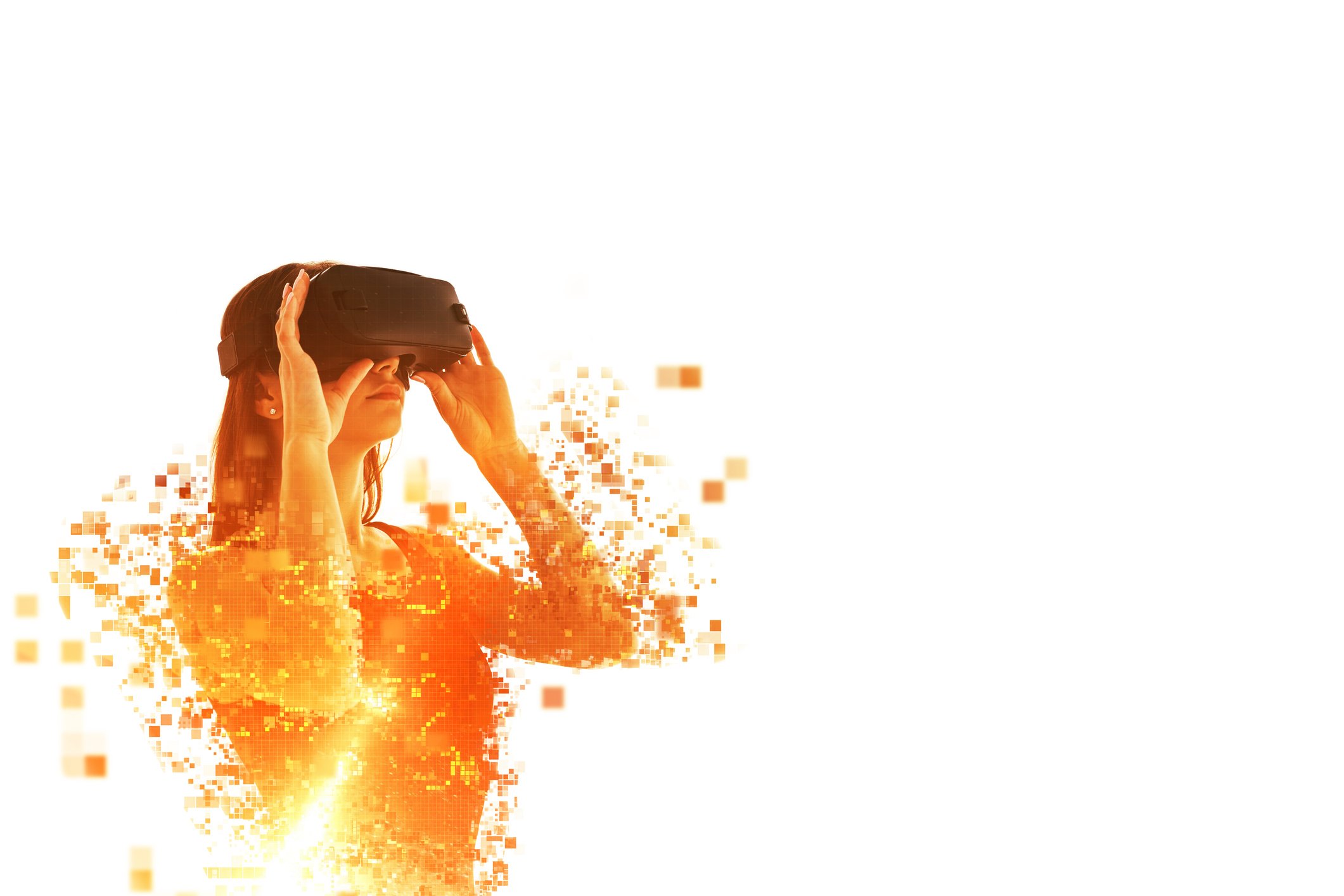 Woman wearing VR headset. 