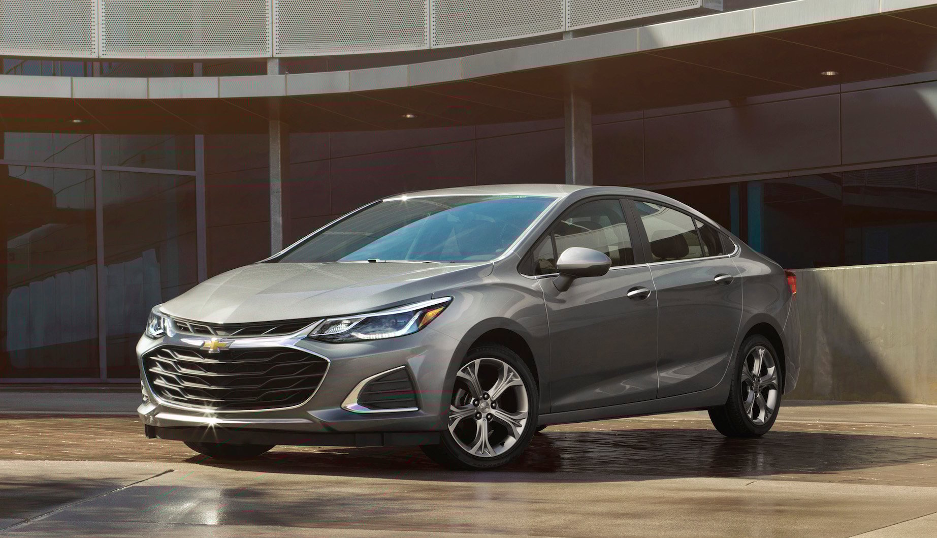 A gray Chevrolet Cruze, a compact sedan.