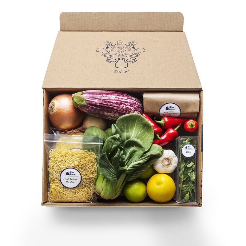 A Blue Apron meal kit
