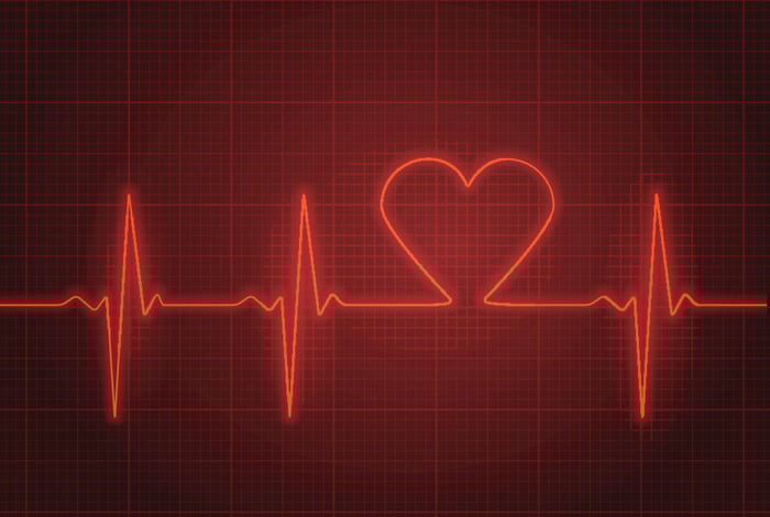 Heartbeat monitor with a heart on it