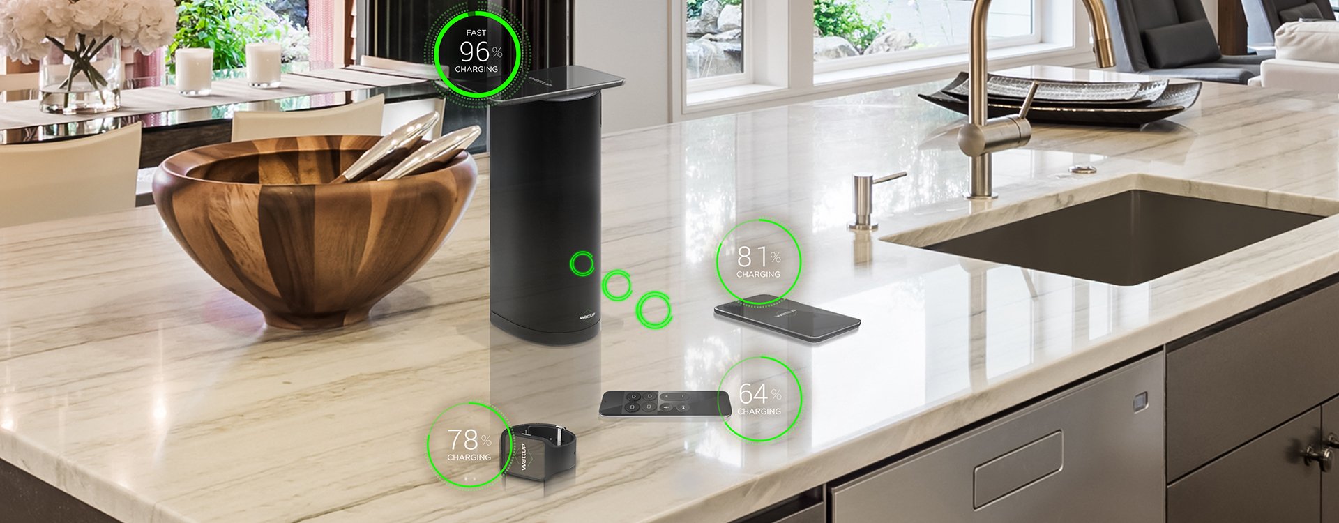 Smart home devices being wireless charged.