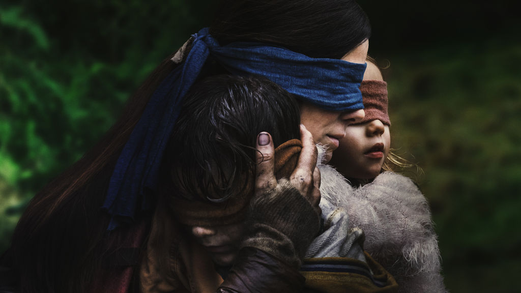 Blindfolds are a way to stay alive in Bird Box on Netflix.