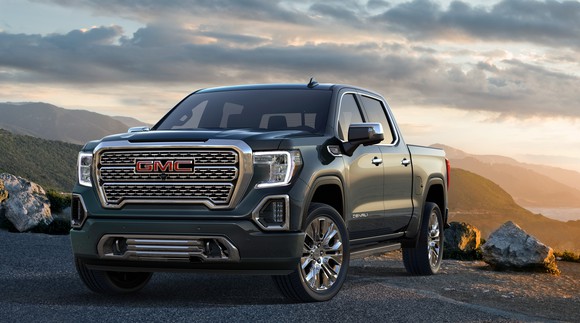 A 2019 GMC Sierra, an upscale full-size pickup truck