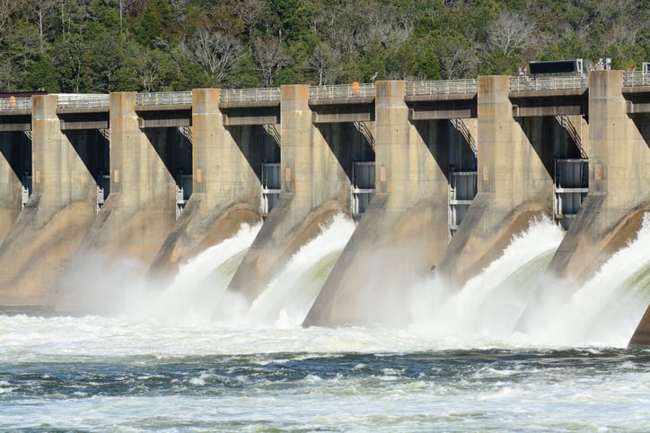 A spillway of a hydroelectric dam.