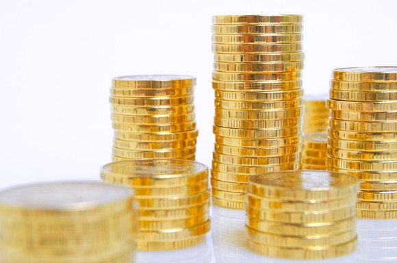 Stacks of gold coins.