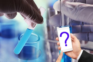 Test tube and question mark