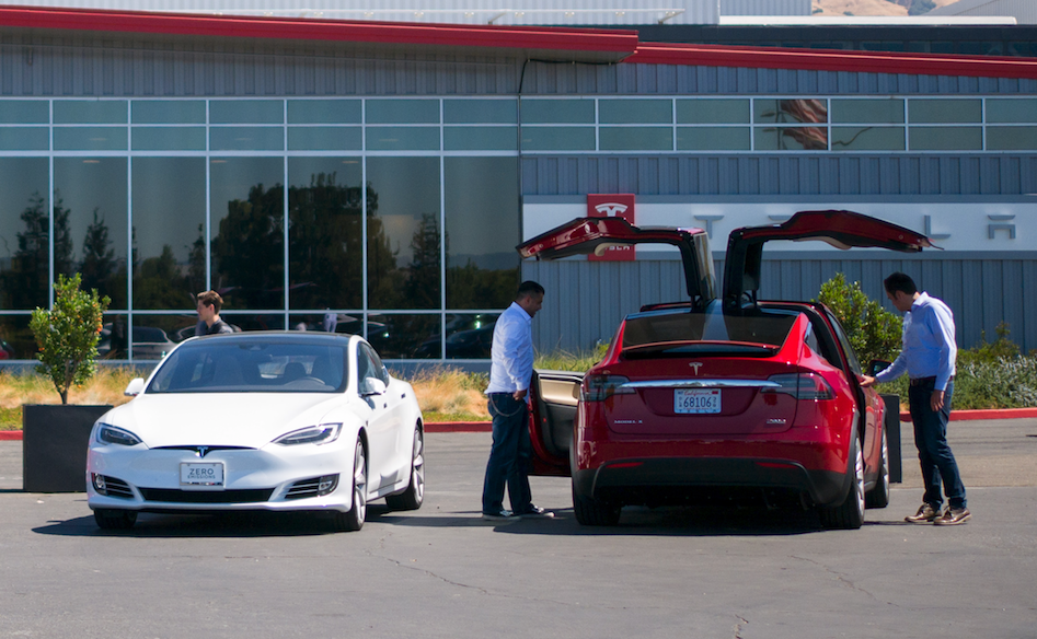 Model S and X outside of Tesla's factory.