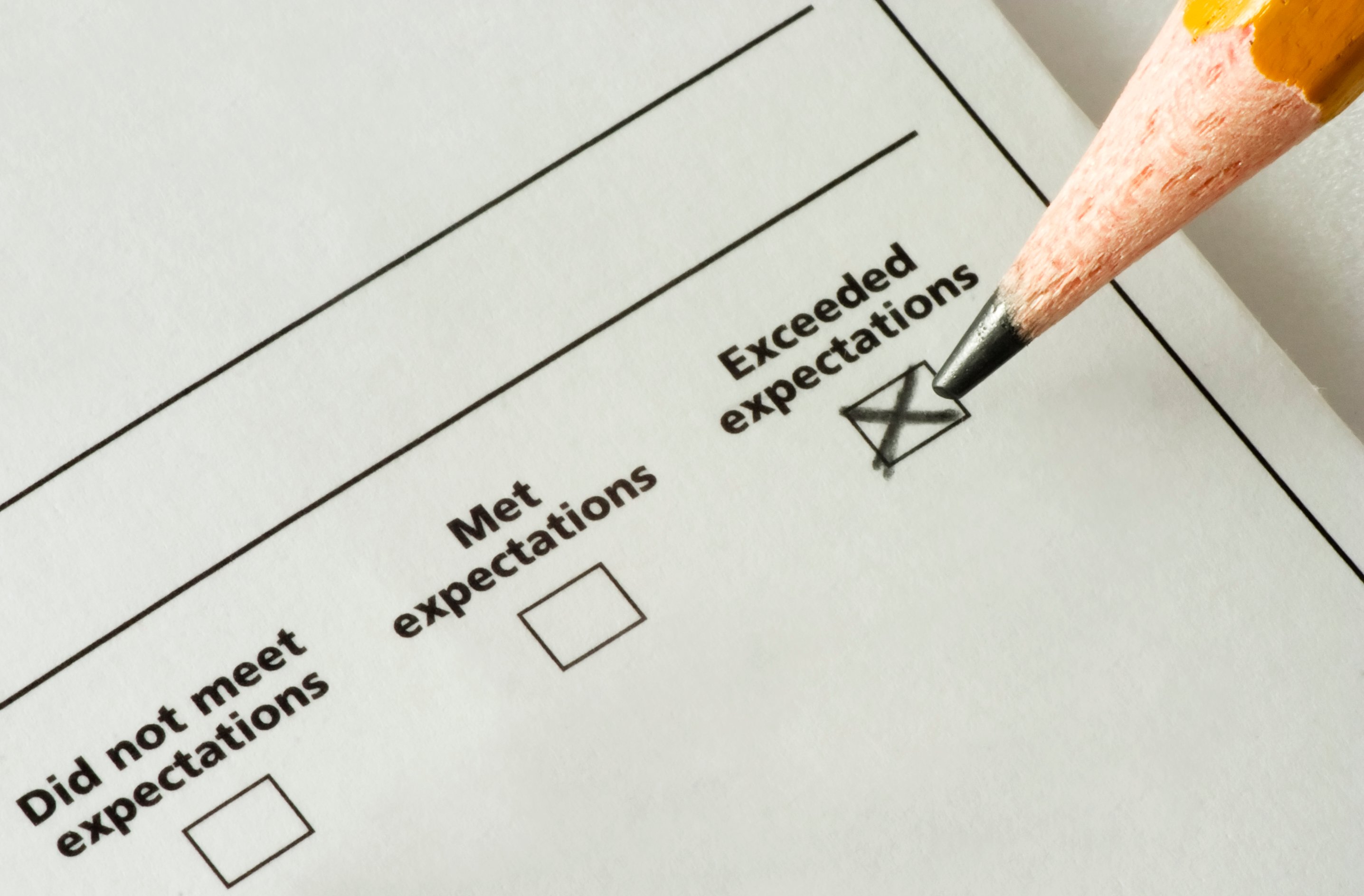 survey with exceeded expectations checked