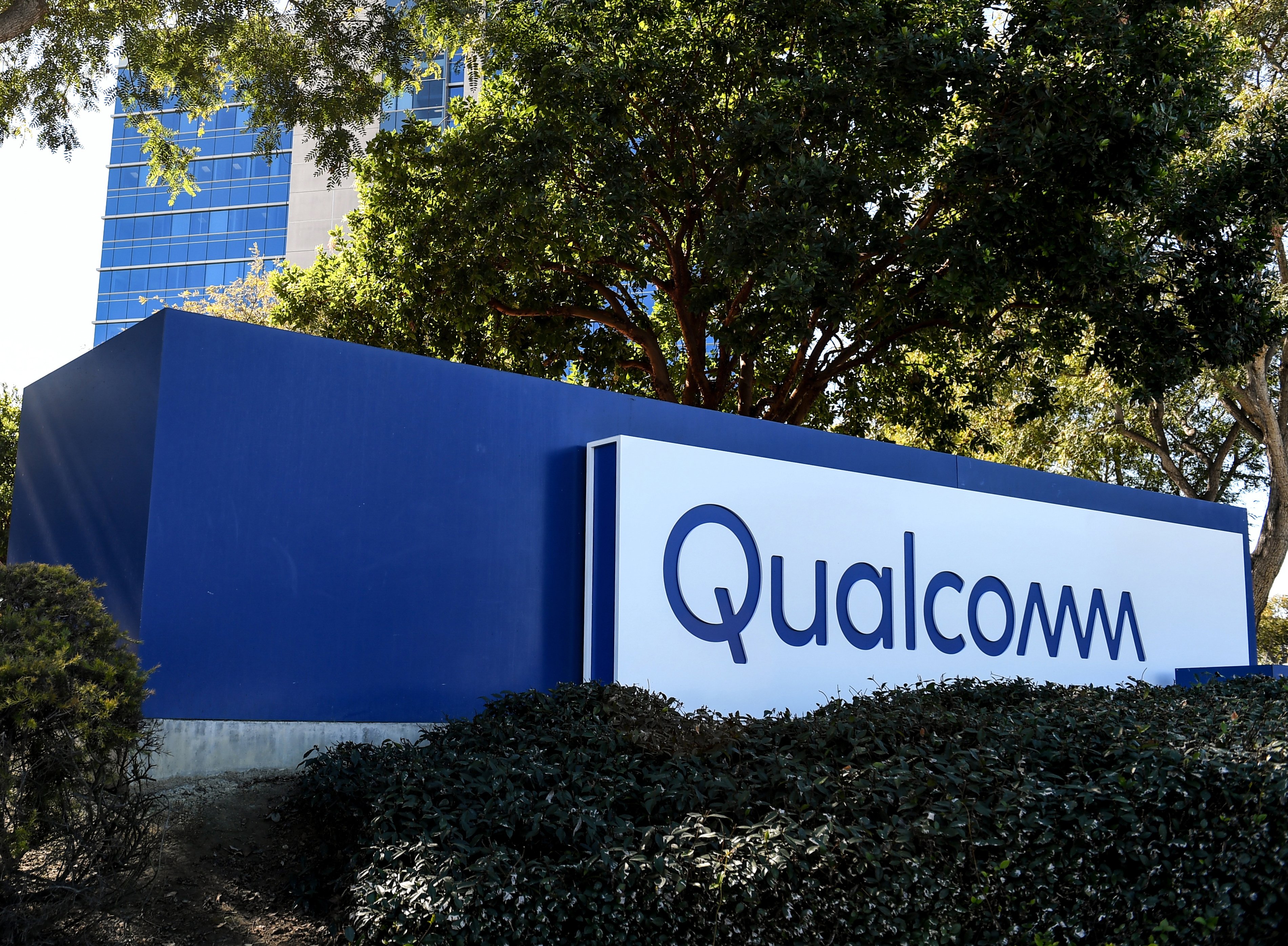 Qualcomm sign at its headquarters