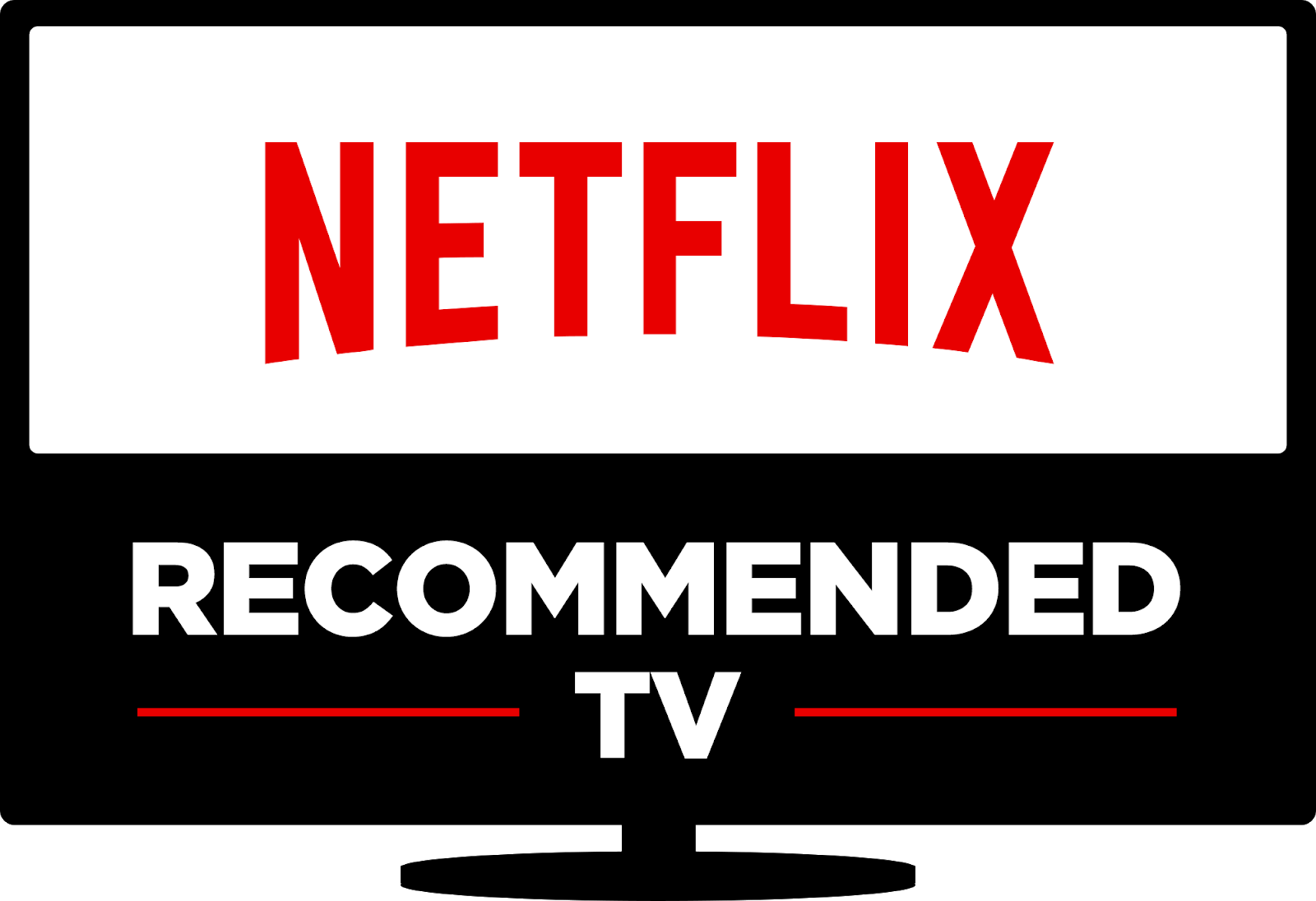 Graphic of television with Netflix logo and text inside.