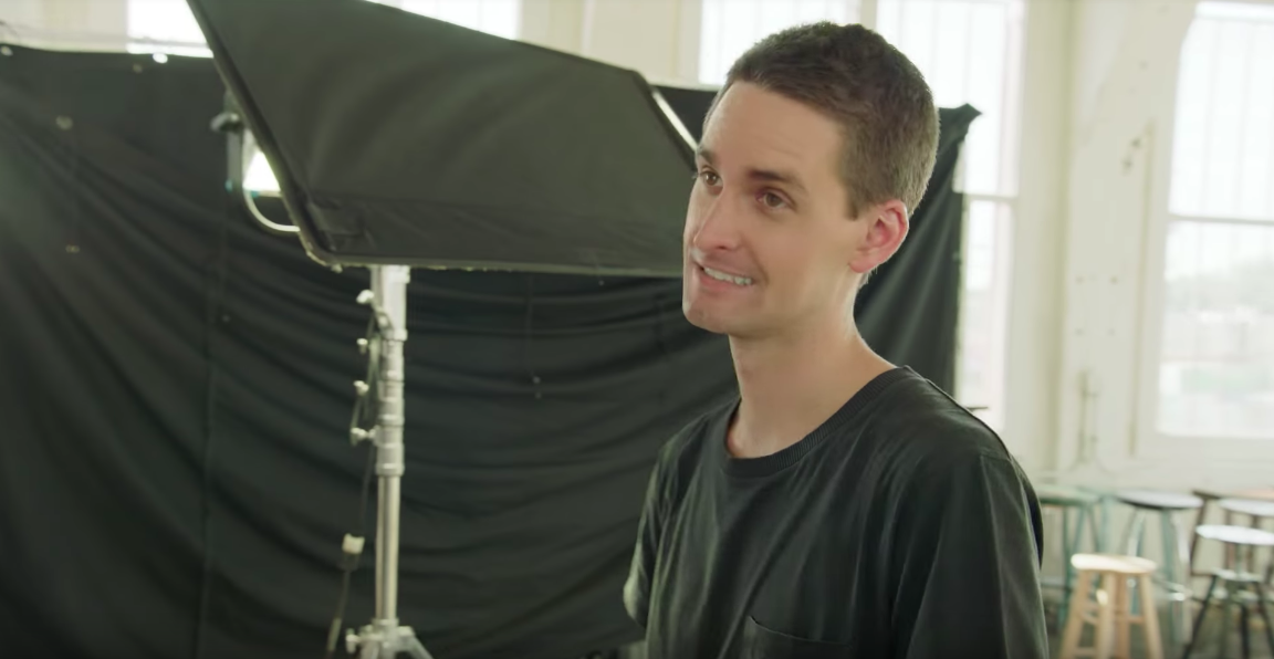 Snap CEO Evan Spiegel, during filming of an explanatory video about Snapchat's new design for its YouTube page.