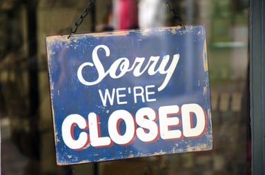 Closed For Business Sign