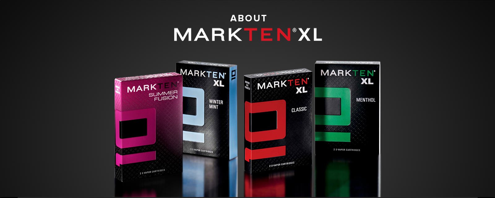Four boxes of MarkTen XL products in different colors.