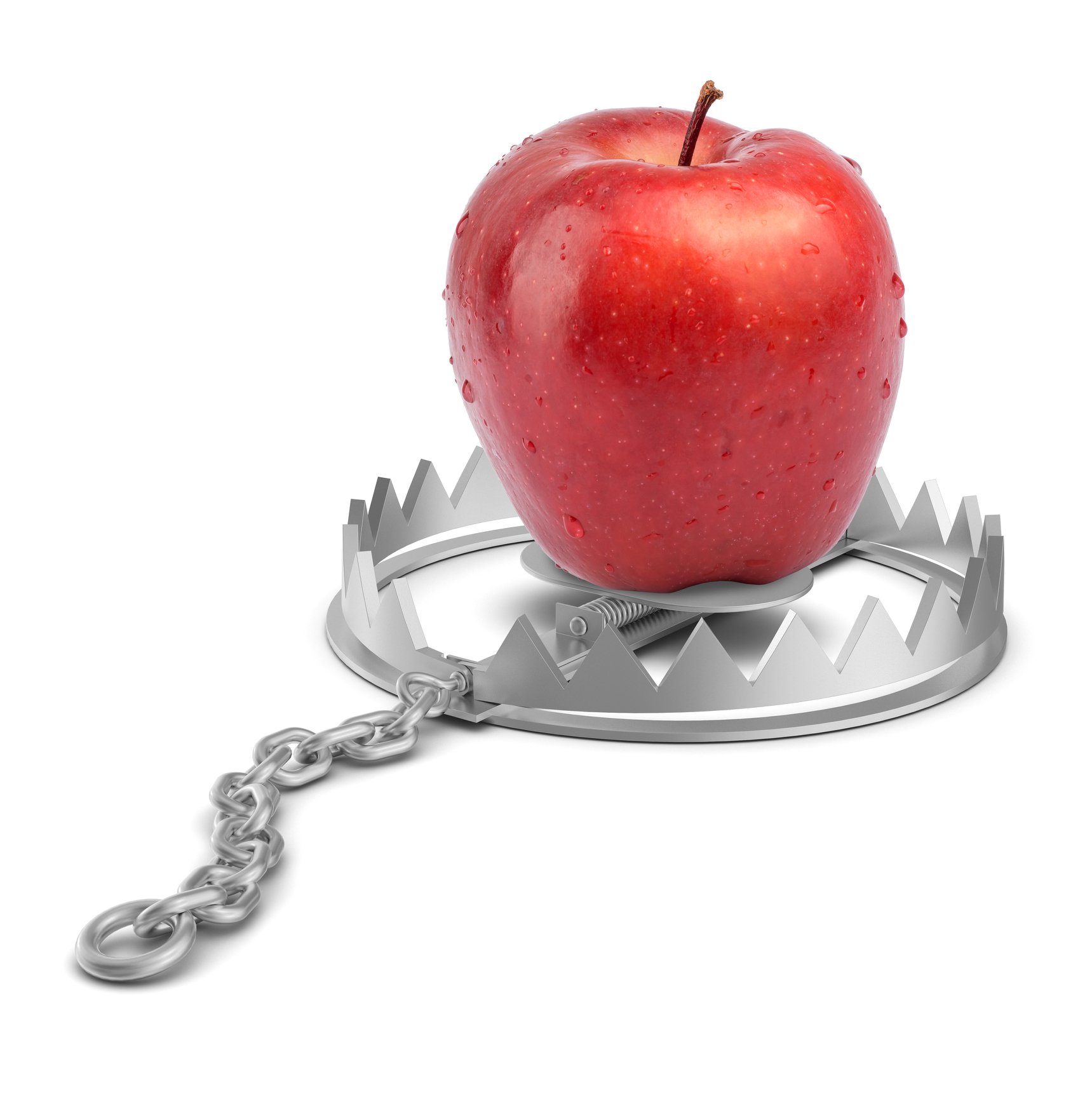 An Apple sits atop a bear trap.