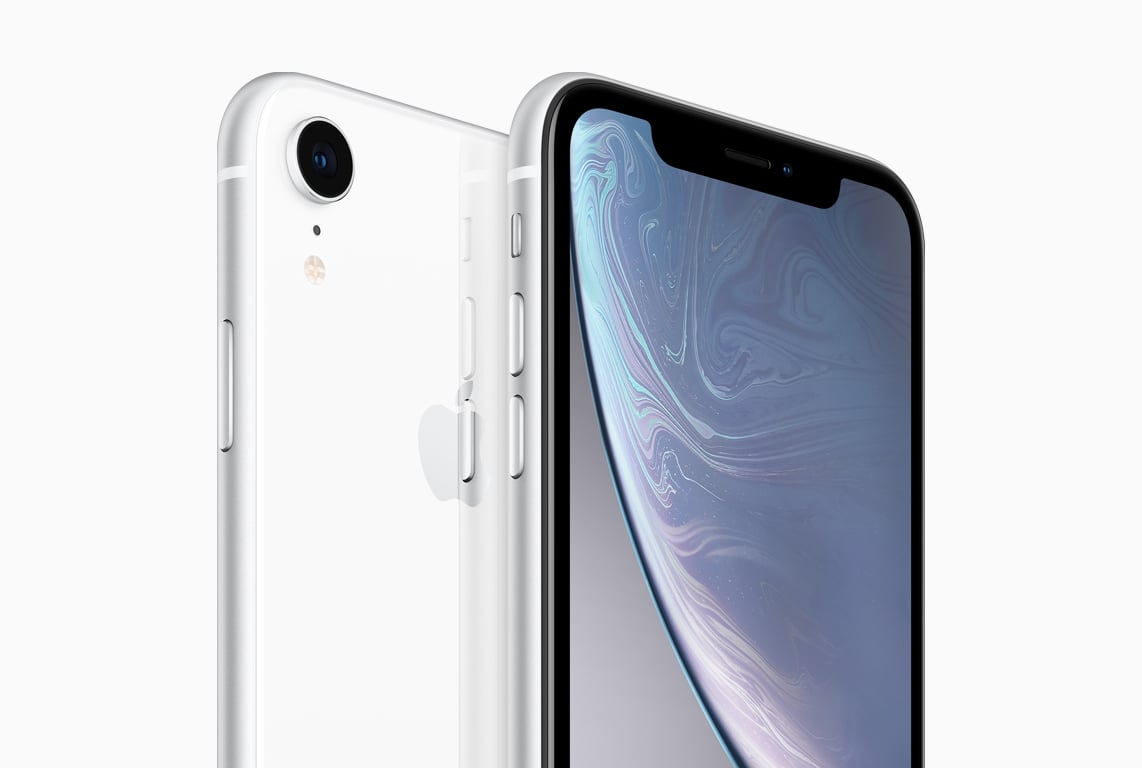 Image of the front and back of an iPhone XR.