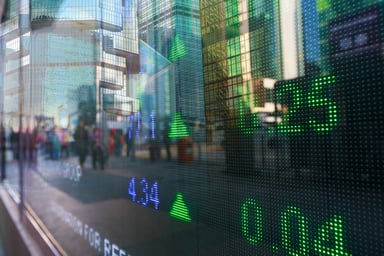 Securities exchange board display on street