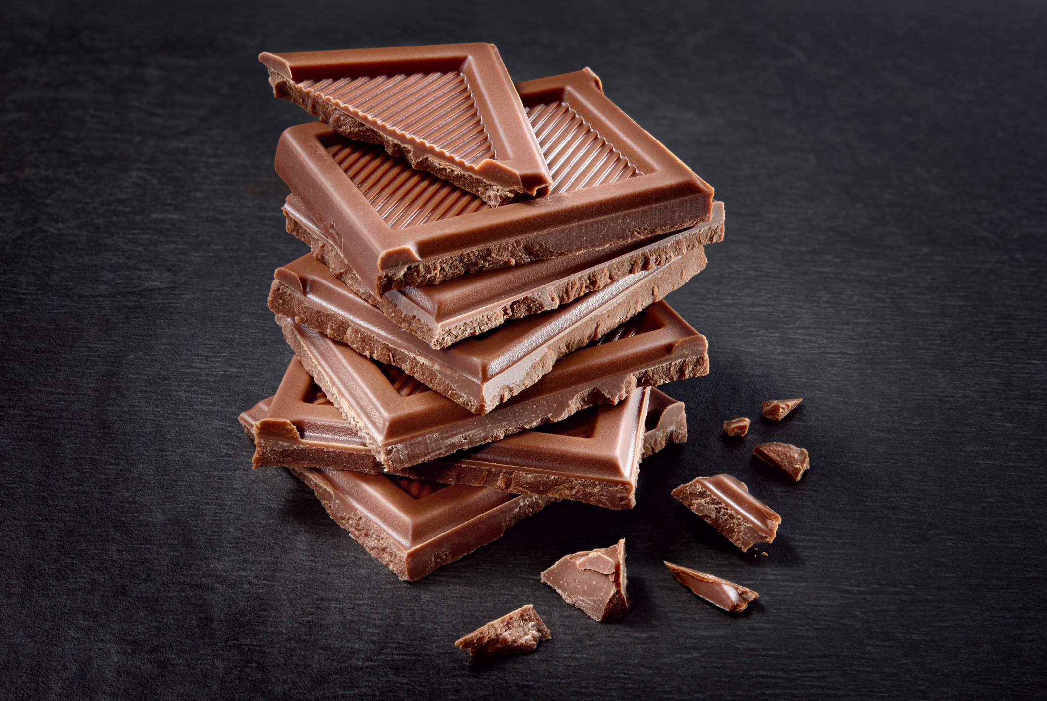 Chocolate pieces stacked on each other.