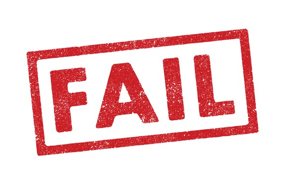 The word fail stamped in red letters