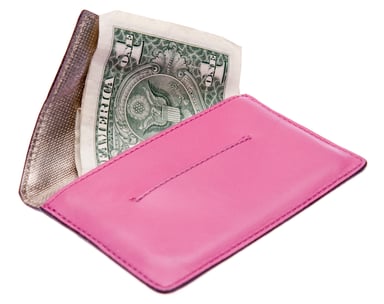 dollar bill pink wallet getty