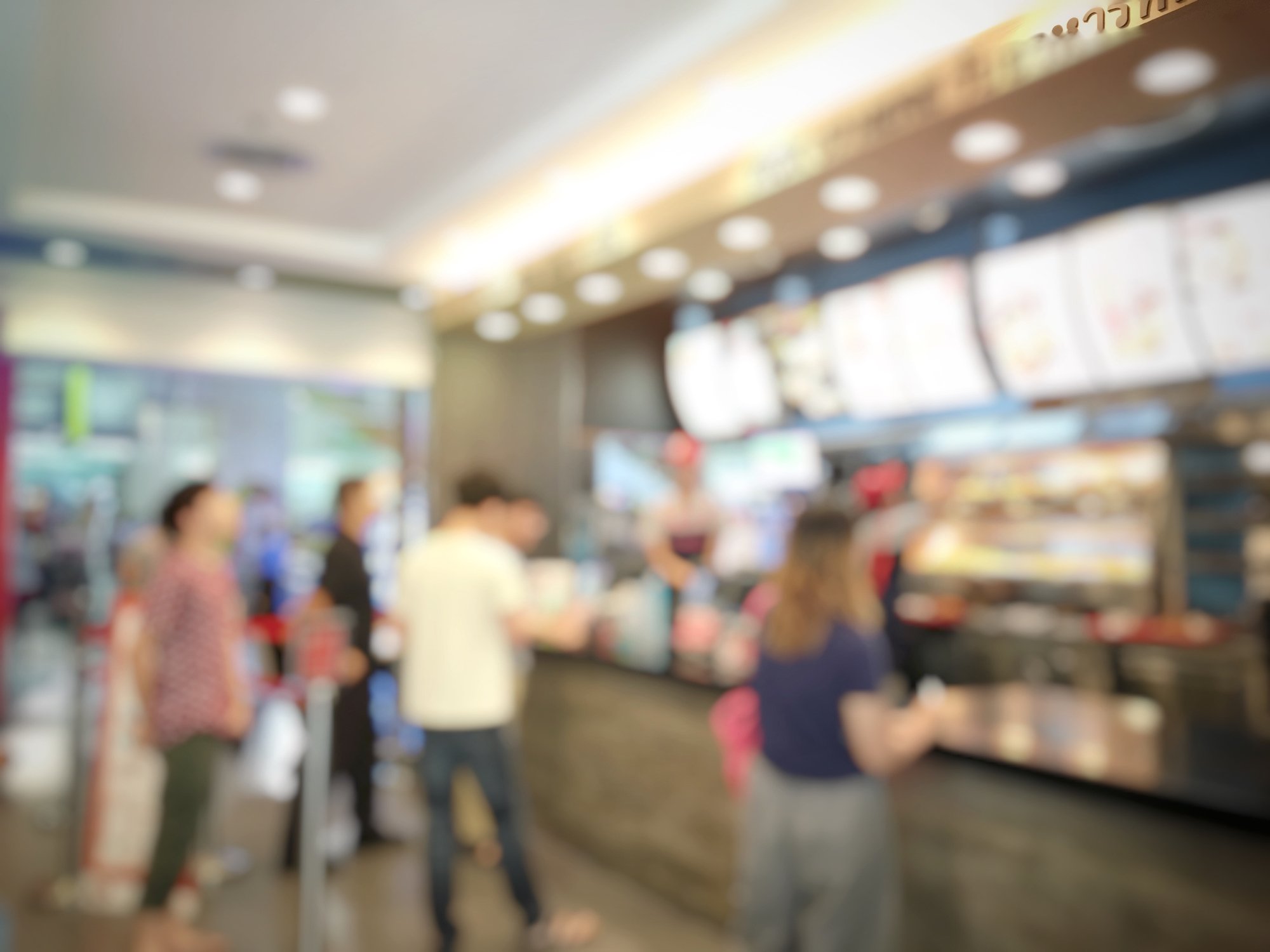 A blurred image of a fast-food restaurant
