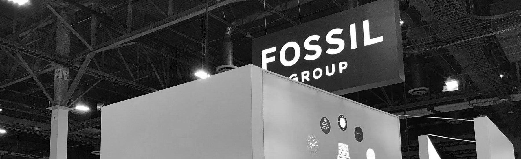 A "Fossil Group" sign at its booth at the Consumer Electronics Show in January.