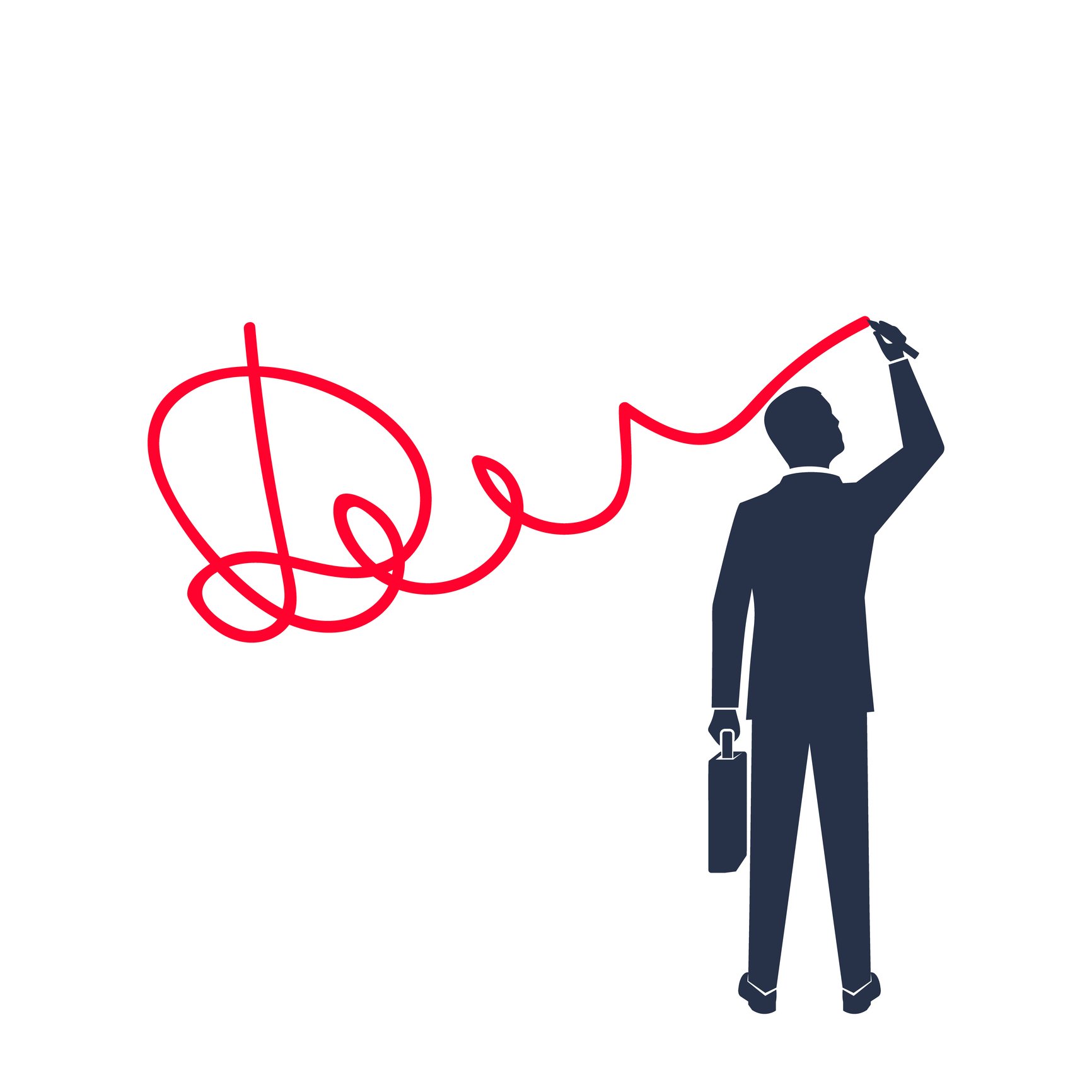 An illustration of a businessman signing his name.