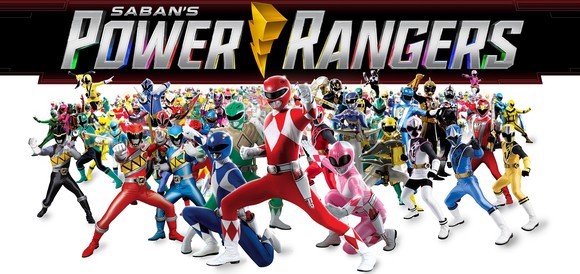 Dozens of characters from Hasbro's Power Rangers in a variety of fighting stances.