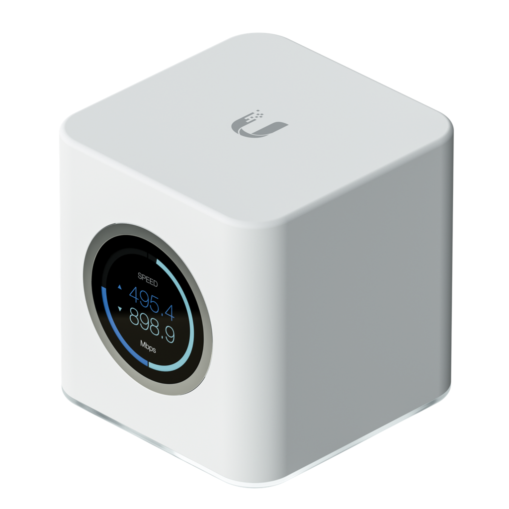 A white box AmpliFi router by Ubiquiti.