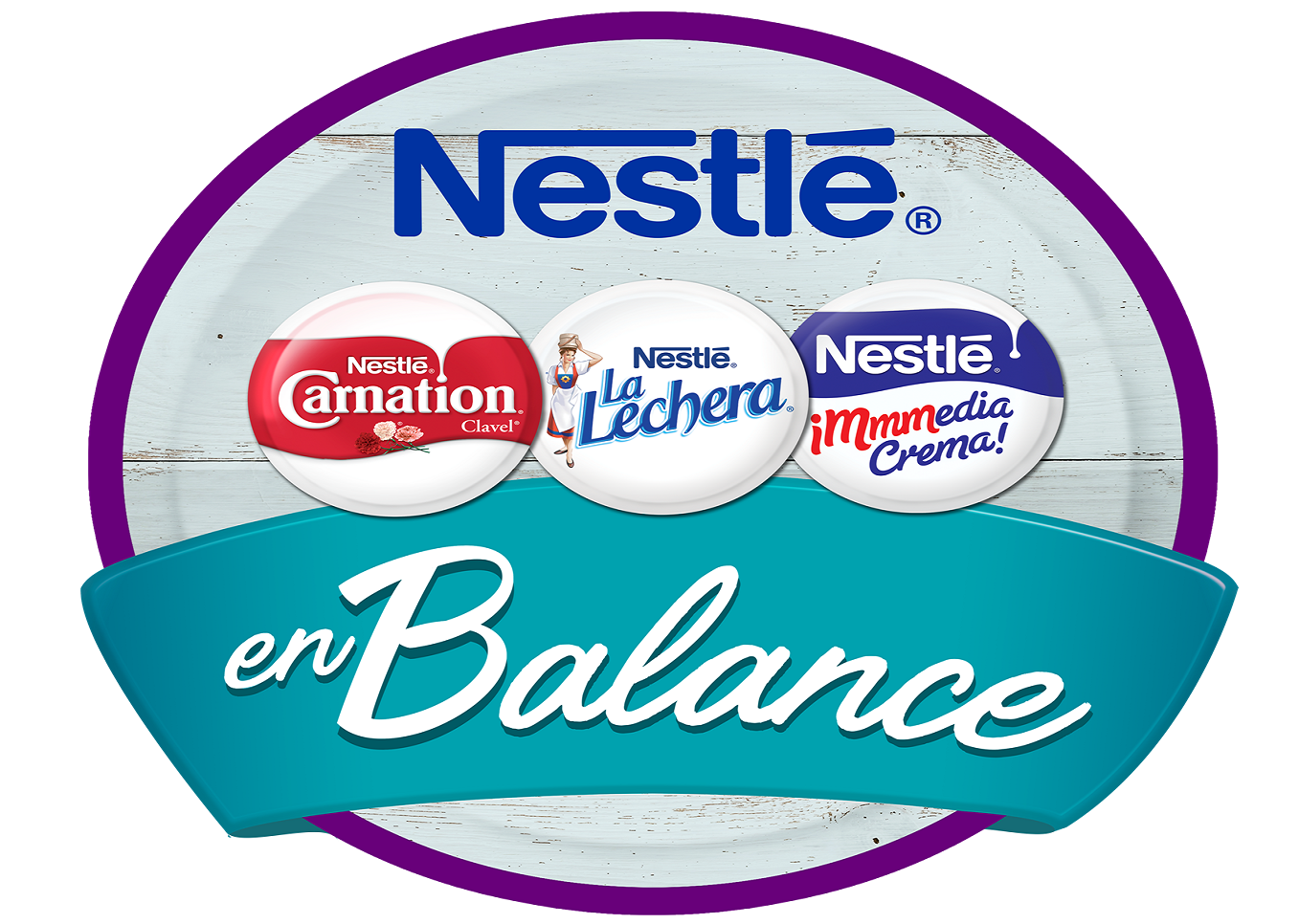 Nestle logo featuring three dairy products.