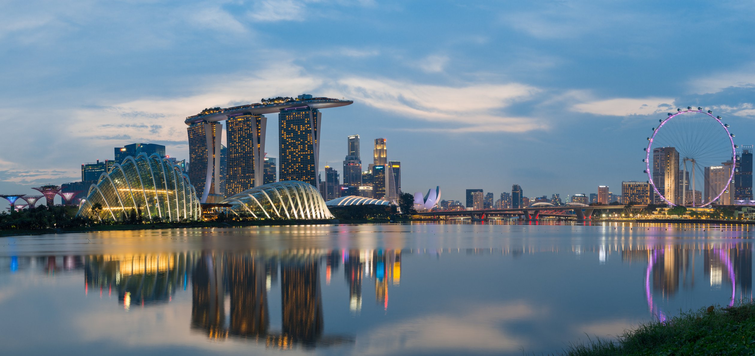 Singapore skyline with Marina Bay Sands. 