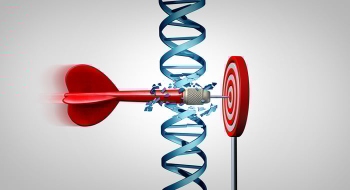 Dart going through DNA helix to hit a dartboard