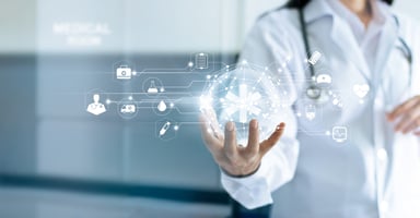 Doctor with healthcare images