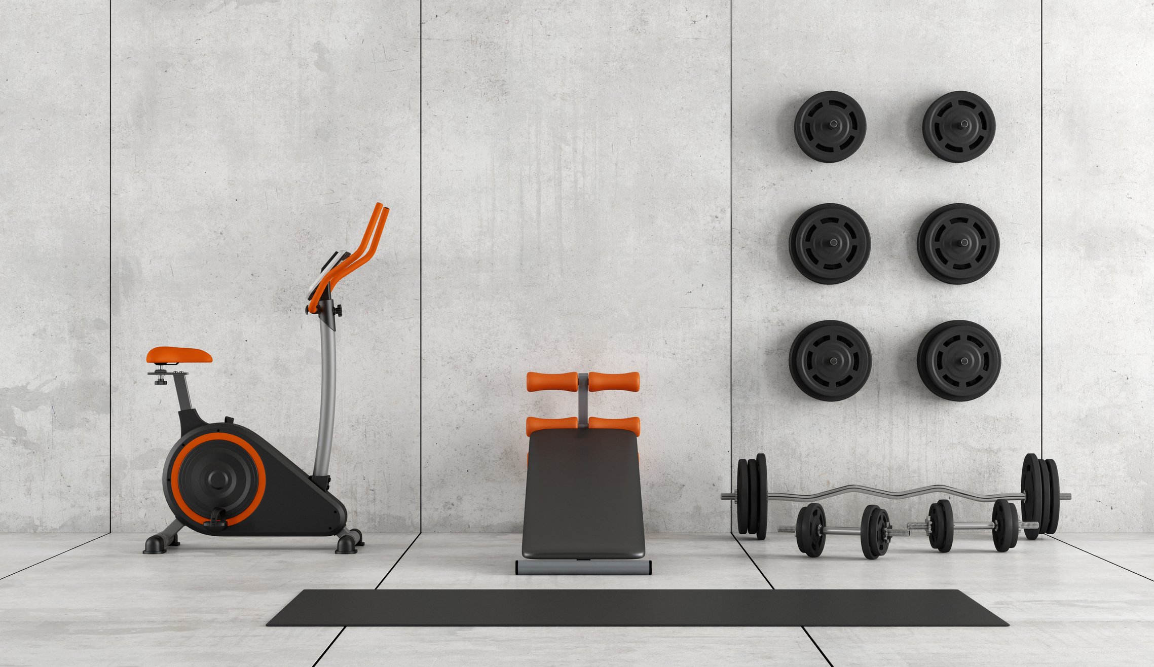 Workout equipment in a home. 